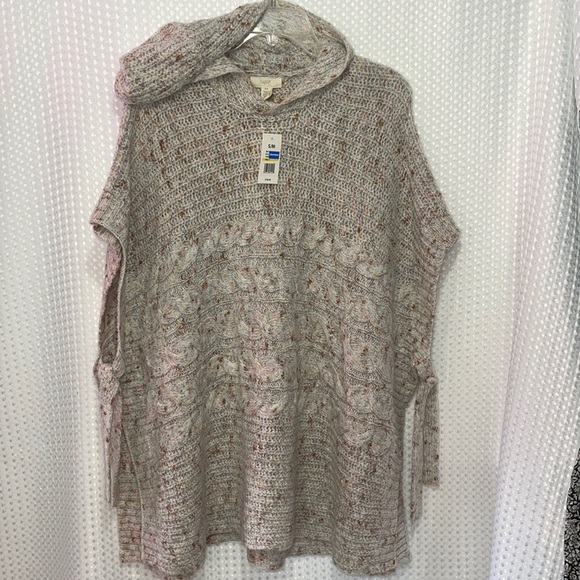 CUPIO Hooded Tan Poncho Sleeveless New Small/Medium Soft - Picture 5 of 6